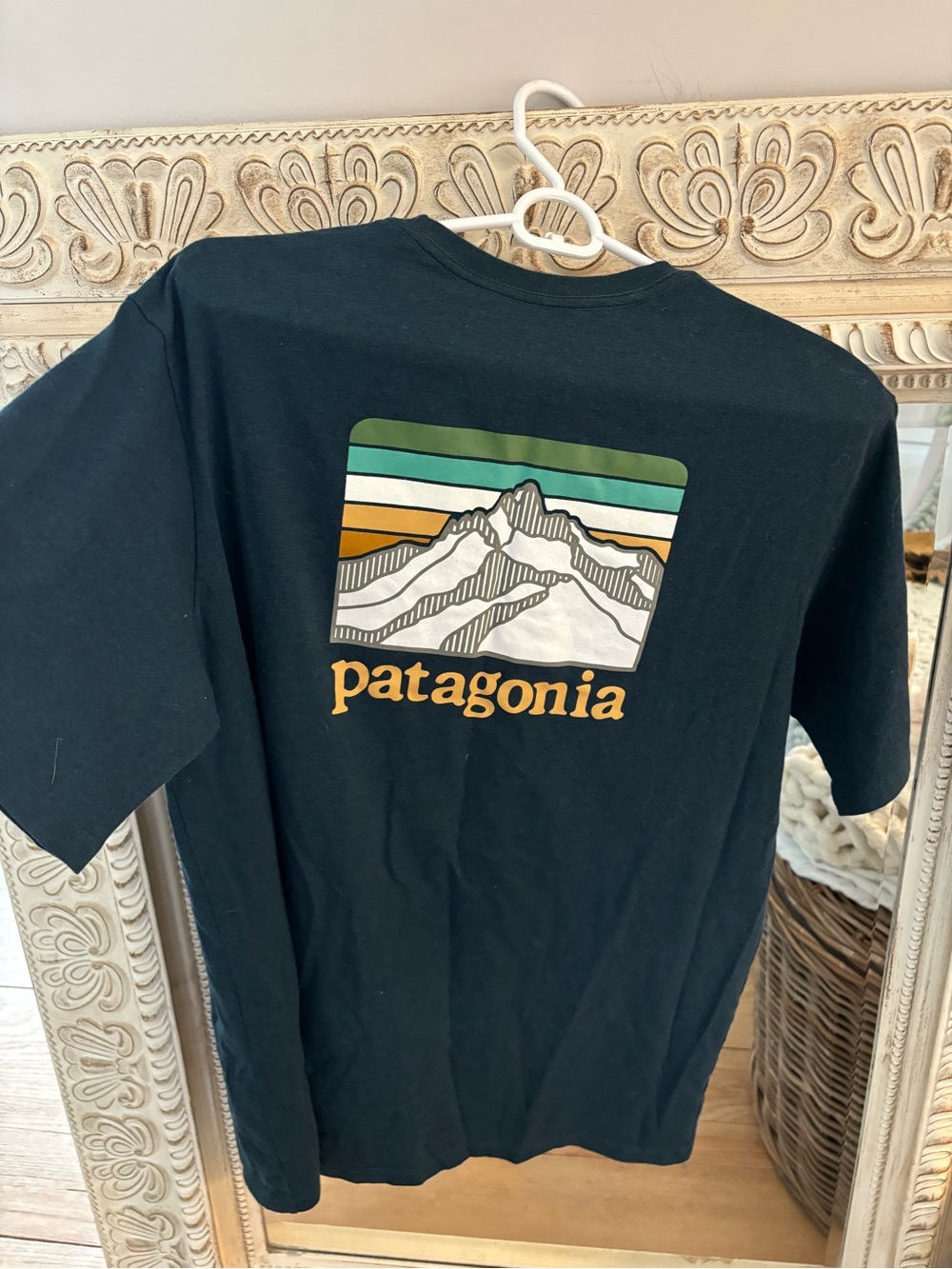 Patagonia Dark blue/green Graphic Logo Tee, men’s medium